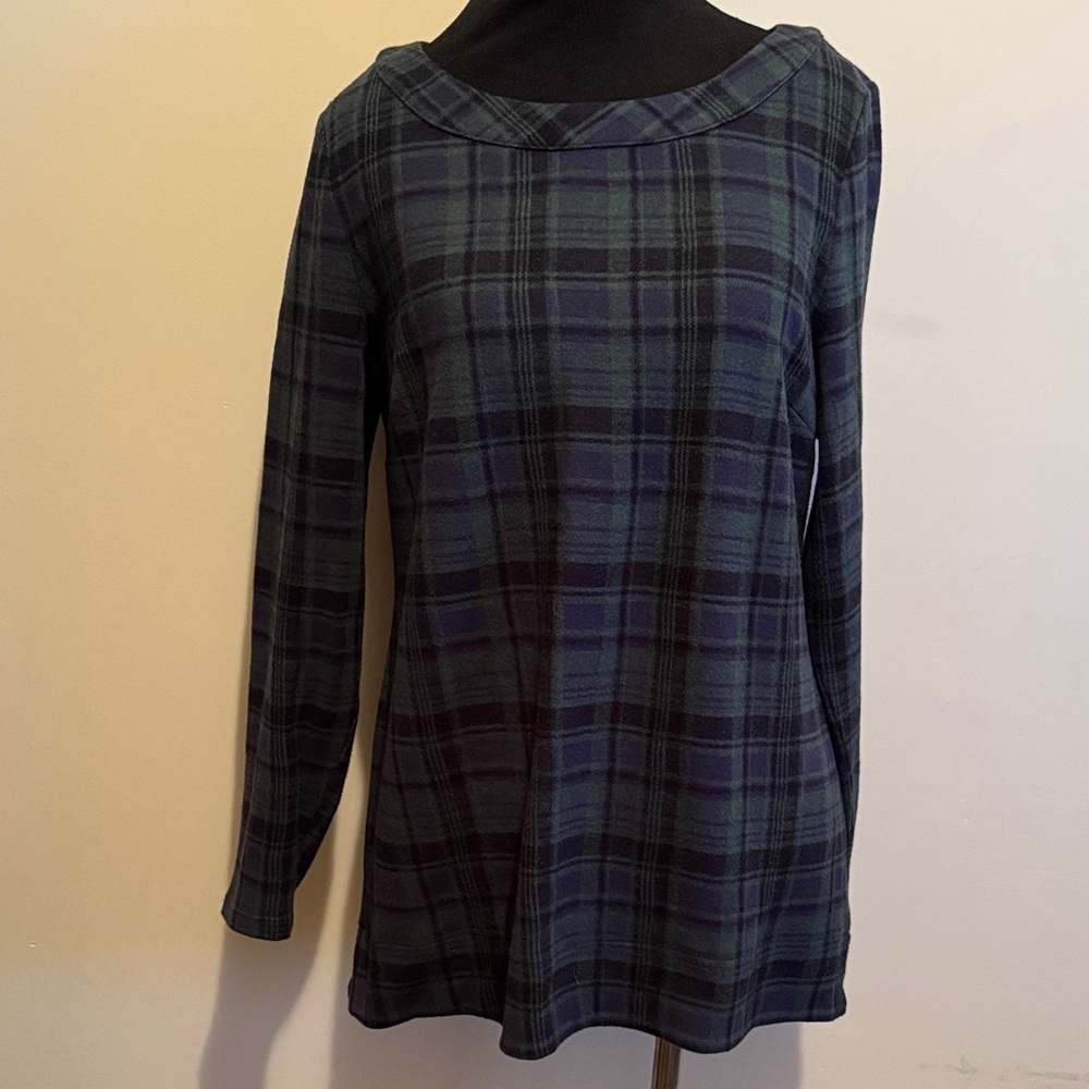 Talbots Petite Plaid 100% Cotton Flannel Shirt